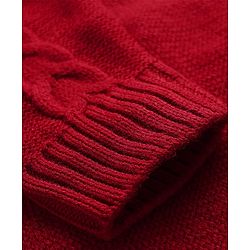 Pine Kids Knit Full Drop Shoulder Sleeves Turtle Neck Pullover Sweater with Cable Knit Design - Red