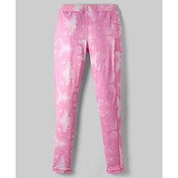 Pine Active Full Length High Stretch Leggings With Pentagon Print - Pink