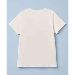 Pine Kids Cotton Knit T-Shirts with Half Sleeves and Lion Foil/Glitter Print in Snow White for 4-5 Years