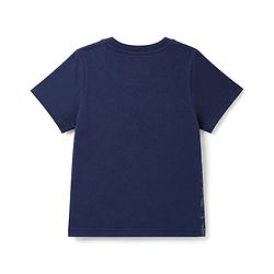 Pine Kids Cotton Knit Half Sleeves T-Shirt With Leopard Print - Navy Blue