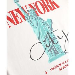 Pine Kids Cotton Knit Half Sleeves T-Shirt With New York Print - White