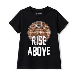 Pine Kids Cotton Knit Half Sleeves  T-Shirt With Text Print - Black