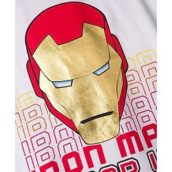 Pine Kids Marvel Single Jersey Knit Oversized Drop Shoulder Half Sleeves T-Shirt and Shorts Set with Avengers Iron Man Graphics - Red & White
