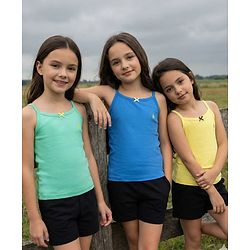 Pine Kids Cotton Lycra Knit Sleeveless Solid Color Slips Pack of 3 (Color May Vary)