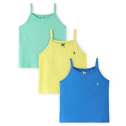 Pine Kids Cotton Lycra Knit Sleeveless Solid Color Slips Pack of 3 (Color May Vary)