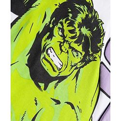 Pine Kids Marvel Single Jersey Knit Full Sleeves Drop Shoulder Oversized T-Shirt & Shorts Set With Avengers Hulk Graphics - White