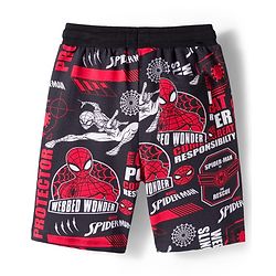 Pine Kids Marvel Terry Knit Knee Length Shorts with Spiderman Graphics Pack of 2 - Red & Black