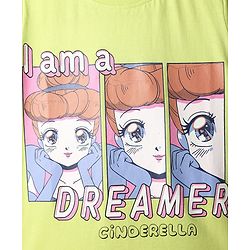 Pine Kids Disney Single Jersey Knit Half Sleeves Shorts Night Suit with Disney Princess Cinderella Graphics - Limegreen
