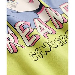 Pine Kids Disney Single Jersey Knit Half Sleeves Shorts Night Suit with Disney Princess Cinderella Graphics - Limegreen