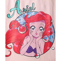 Pine Kids Disney Single Jersey Knit Half Sleeves Shorts Night Suit with Disney Princess Ariel Graphics - Pink