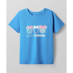 Pine Kids Disney Single Jersey Knit Half Sleeves Shorts Night Suit with Minnie Mouse Graphics - Blue