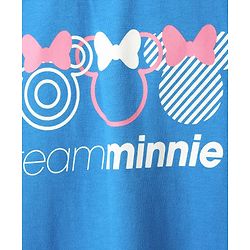 Pine Kids Disney Single Jersey Knit Half Sleeves Shorts Night Suit with Minnie Mouse Graphics - Blue