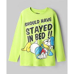 Pine Kids Disney Single Jersey Knit Full Sleeves Night Suit with Mickey Mouse & Friends Graphics - Light Green & Light Blue