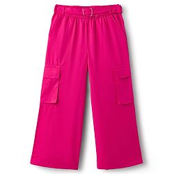 Pine Kids Cotton Sleeves Knit Half Sleeves Solid Color Shirt Style Top and Pant Set with Belt - Dark Pink