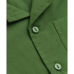 Pine Kids Cotton Woven Half Sleeves Solid Colour Top & Trouser Pant Set - Green