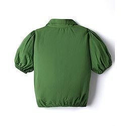 Pine Kids Cotton Woven Half Sleeves Solid Colour Top & Trouser Pant Set - Green