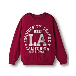 Pine Kids Looper Knit Full Sleeves Winter Wear Suit Set with California University League Print - Scarlet Smile Maroon