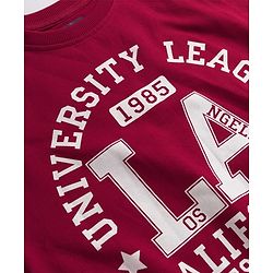Pine Kids Looper Knit Full Sleeves Winter Wear Suit Set with California University League Print - Scarlet Smile Maroon