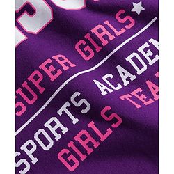 Pine Kids Looper Knit Full Sleeves Winter Wear Sweatshirt & Lounge Pant Set With Text Print - Purple