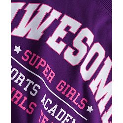 Pine Kids Looper Knit Full Sleeves Winter Wear Sweatshirt & Lounge Pant Set With Text Print - Purple