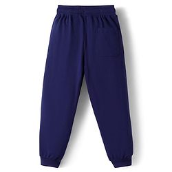 Pine Kids Looper Knit Full Sleeves Winter Wear Sweatshirt & Lounge Pant Set With Text Print - Navy Blue