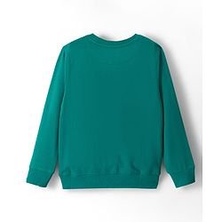 Pine Kids Looper Knit Full Sleeves Winter Wear T-Shirt & Lounge Pant Set With Text Print - Dark Green