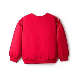 Pine Kids Looper Knit Full Sleeves Winter Wear Sweatshirt & Lounge Pant Set With Teddy Bear Print - Maroon & Black