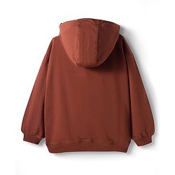 Pine Kids Looper Knit Full Sleeves Hooded Winter Wear Suit With Shine Text Print - Brown