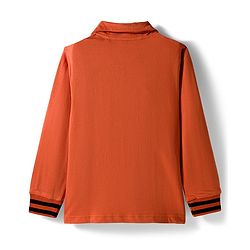 Pine Kids Looper Knit Full Sleeves Winter Wear T-Shirt & Lounge Pant Set With Text Print - Dark Orange