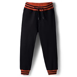 Pine Kids Looper Knit Full Sleeves Winter Wear T-Shirt & Lounge Pant Set With Text Print - Dark Orange