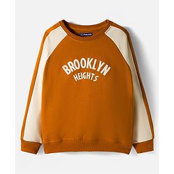 Pine Kids Looper Knit Full Raglan Sleeves Winter Wear Suit With Brooklyn Text Print - Light Brown