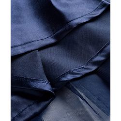 Pine Kids Woven Cap Sleeves Party Gown With Bow Applique & Sequin Detailing - Navy Blue