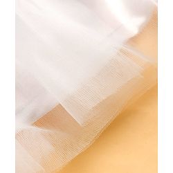Pine Kids Woven Half Sleeves Party Dress with Floral Embroidery & Bow Applique - White