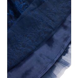 Pine Kids Woven Full Sleeves Party Dress With Floral Embroidery - Navy Blue