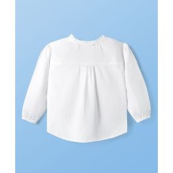 Pine Kids Cotton Woven Full Sleeves Front Open Top with Floral Embroidery - White