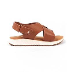 Pine Kids Velcro Closure Solid Colour Mojaris -   Tan