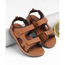 Pine Kids Velcro Closure Solid Sandal - Brown