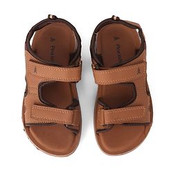Pine Kids Velcro Closure Solid Sandal - Brown