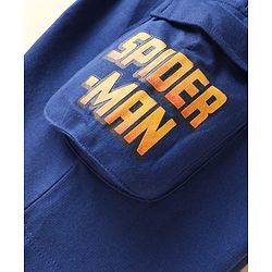 Pine Kids Marvel Single Jersey Knit Half Sleeves Drop Shoulder T-Shirt & Short Set with Spider-Man Graphics - Blue
