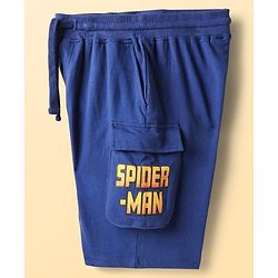 Pine Kids Marvel Single Jersey Knit Half Sleeves Drop Shoulder T-Shirt & Short Set with Spider-Man Graphics - Blue