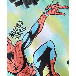 Pine Kids Marvel Single Jersey Knit Half Sleeves Drop Shoulder Tie & Dye T-Shirt & Shorts Set with Spider Man Graphics - Multicolor