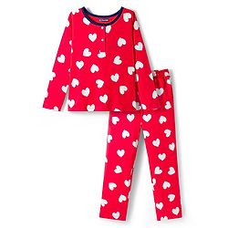 Pine Kids Cotton Knit Full Sleeves Night Suit With Heart Print - Red