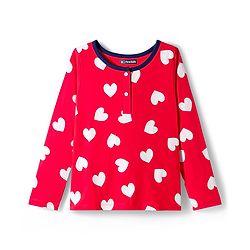 Pine Kids Cotton Knit Full Sleeves Night Suit With Heart Print - Red