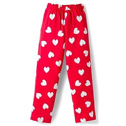 Pine Kids Cotton Knit Full Sleeves Night Suit With Heart Print - Red