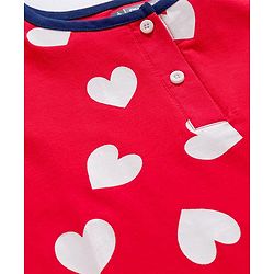 Pine Kids Cotton Knit Full Sleeves Night Suit With Heart Print - Red