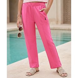 Pine Kids Knit Full Length Solid Color Leggings - Dark Pink