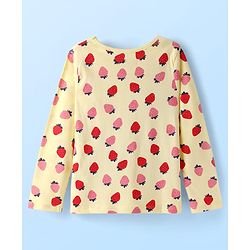 Pine Kids Cotton Knit Full Sleeves Co-ords Night Suit with Strawberry Print - Yellow