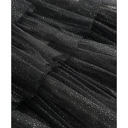 Pine Kids Woven Half Sleeves Shimmered Party Dress With Sequinned Bow Applique - Black