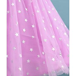 Pine Kids Woven Flutter Sleeves Party Dress With Glitter Star Print - Lilac