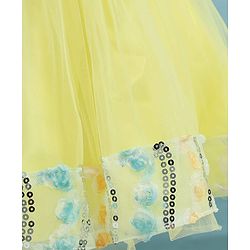 Pine Kids Woven Half Sleeves Party Dress With Floral Applique & Sequin Detailing - Yellow